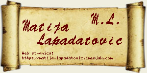 Matija Lapadatović vizit kartica